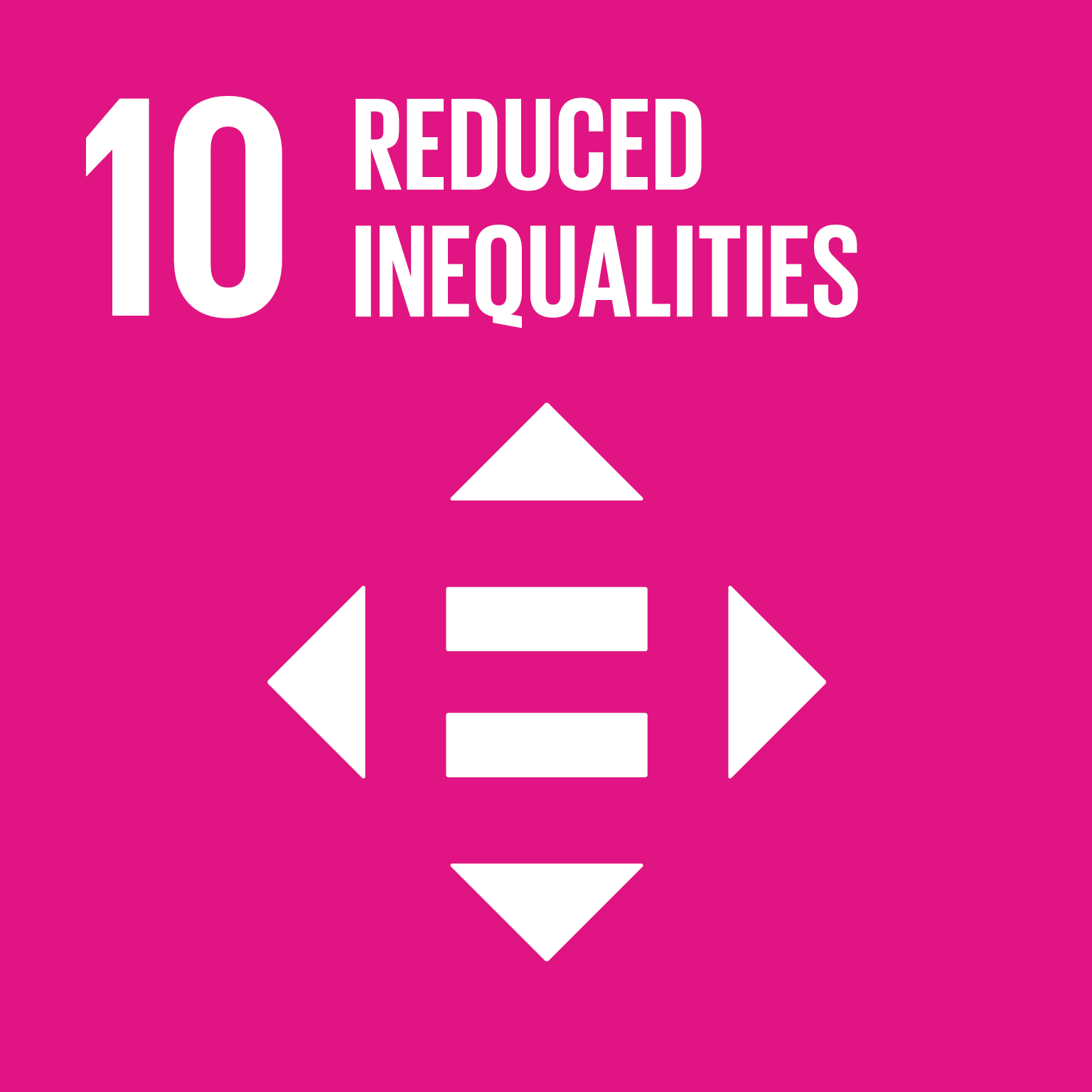 Arrows pointing up, down, left and right, text '10 reduced inequalities'