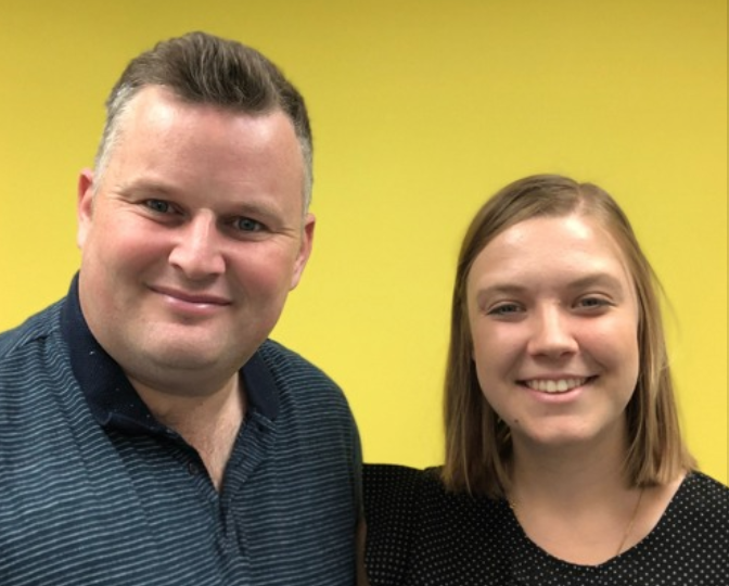 Richard Brown and Janina Neumann smiling at the camera