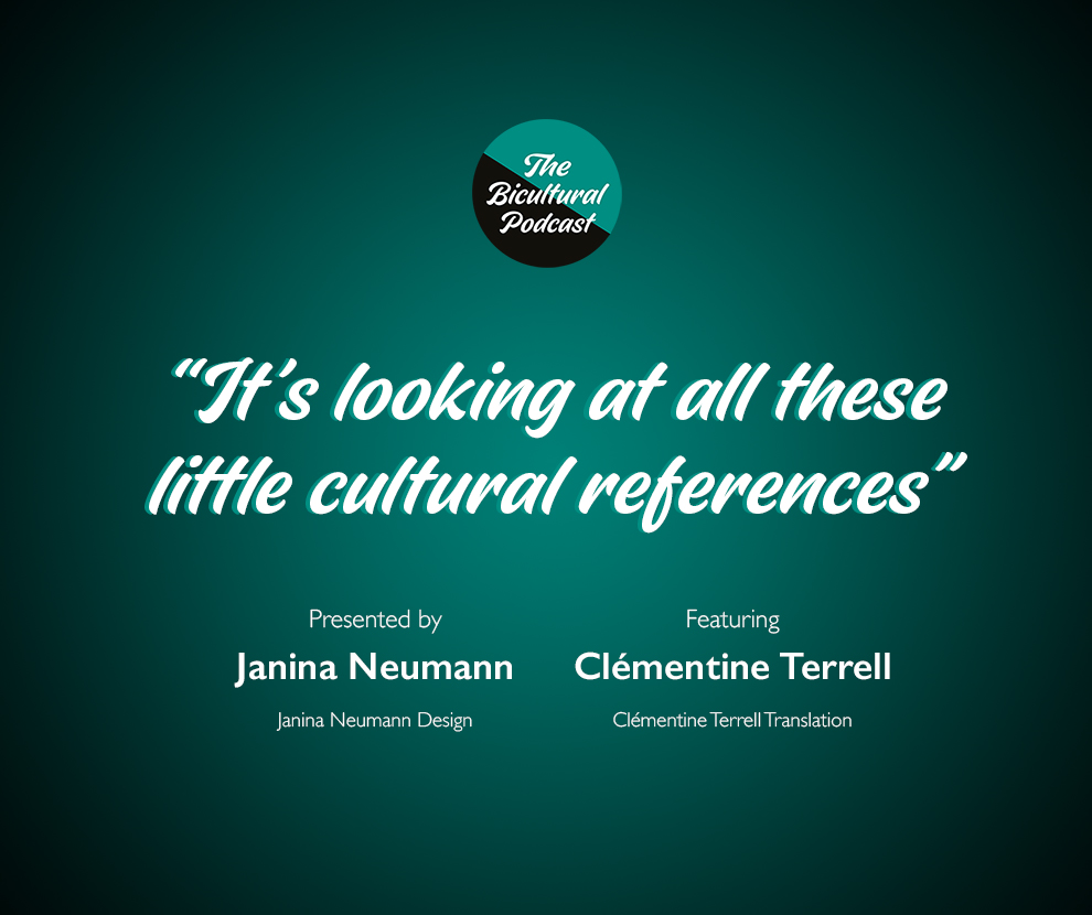 The Bicultural Podcast logo, "It's looking at all these little cultural references"